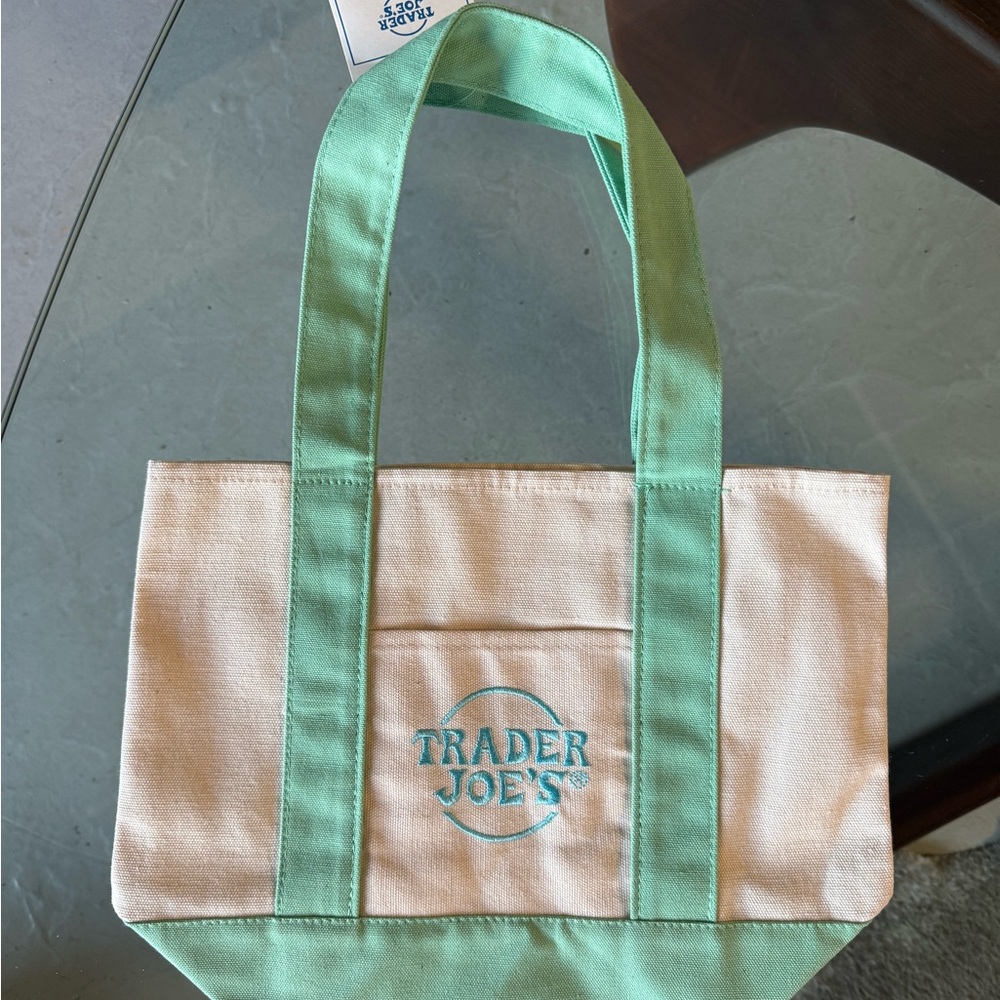 Trader Joe's Cream and Green Tote Bag